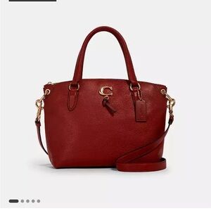 *SOLD* Coach Remi Red Pebbled Leather Satchel Bag Purse